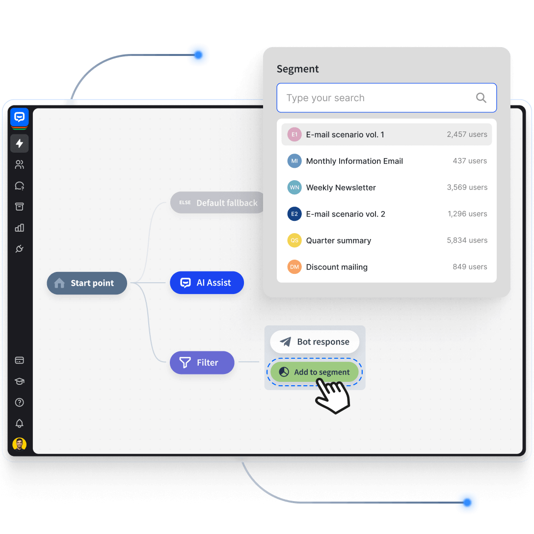 Segments in ChatBot's Visual Builder