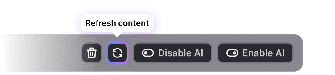 AI chatbot content management with enable disable controls for retail solutions