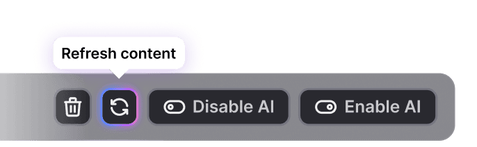 AI chatbot content management with enable disable controls for retail solutions